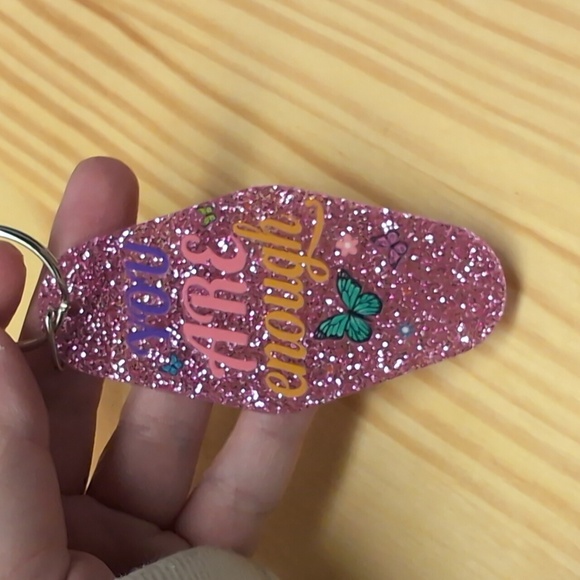 You are enough pink sparkle key chain - Picture 2 of 2